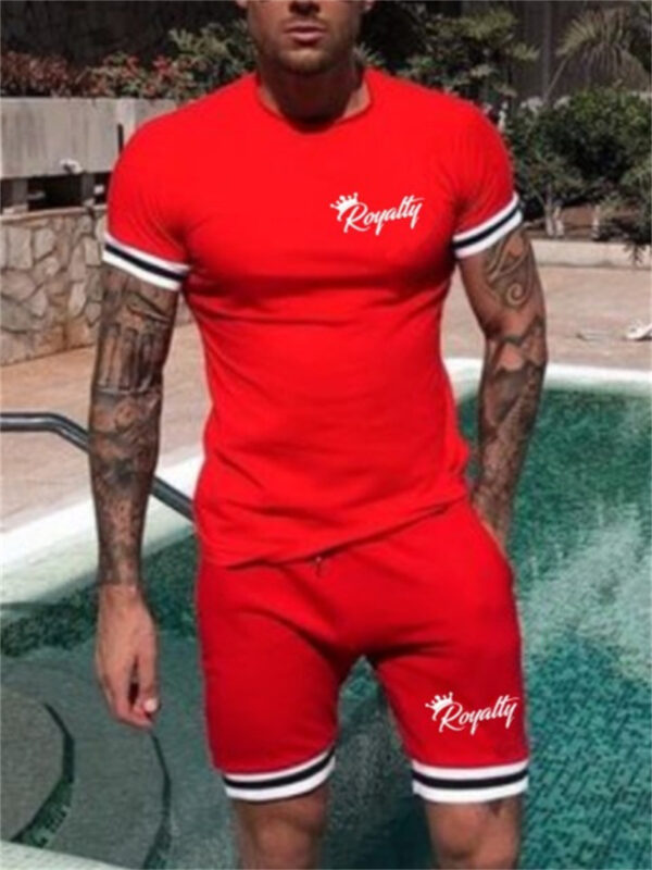 Basketball Printed T-shirt Shorts Men's New Loose Casual T-shirt Set