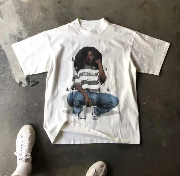 American Hip-Hop Character Print T-Shirt Casual Fashion Oversized T-Shirt Harajuku Gothic Retro Men's T-Shirt