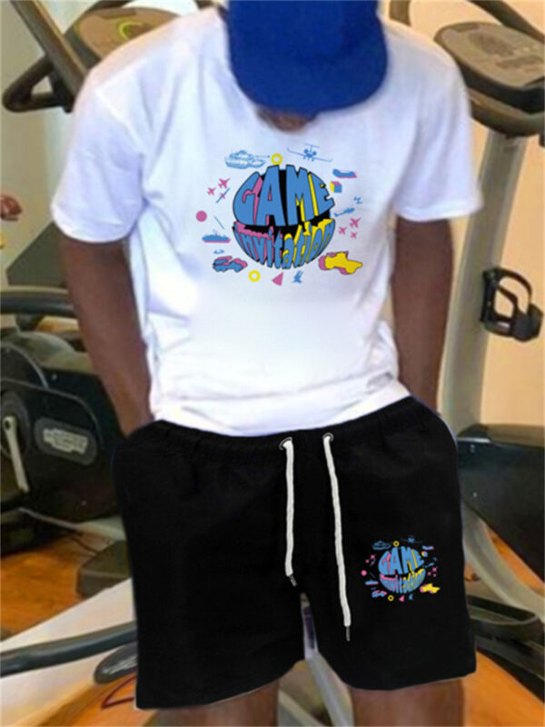 Basketball Printed T-shirt Shorts Men's New Loose Casual T-shirt Set