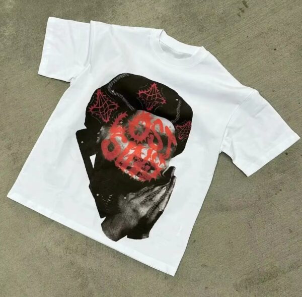 American Hip-Hop Character Print T-Shirt Casual Fashion Oversized T-Shirt Harajuku Gothic Retro Men's T-Shirt