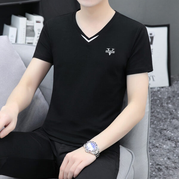 Trendy Men's Shirts V-neck Half-sleeved Slim-fit Casual Men's Short-sleeved T-shirt