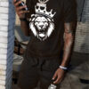 Basketball Printed T-shirt Shorts Men's New Loose Casual T-shirt Set