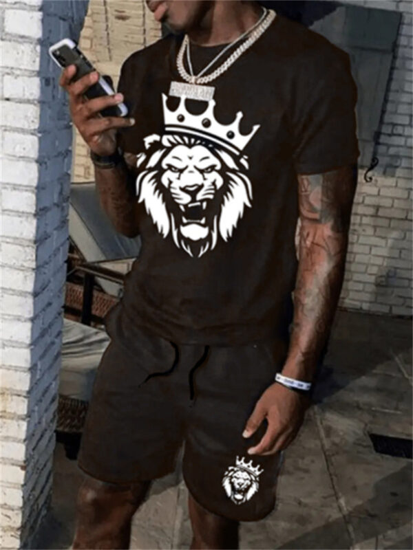 Basketball Printed T-shirt Shorts Men's New Loose Casual T-shirt Set