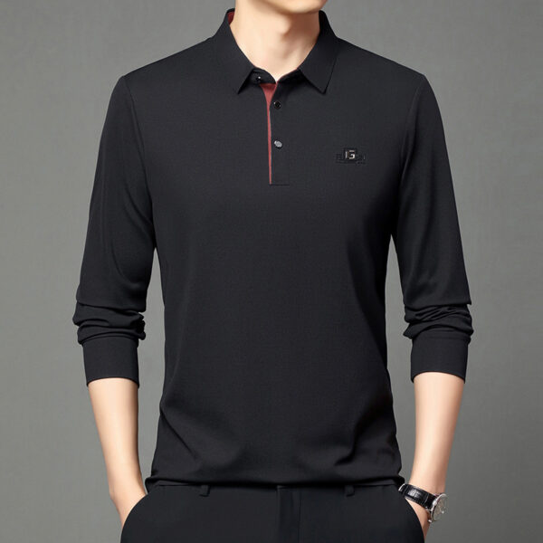 Long Sleeve T-shirt Lapel Polo Shirt Young And Middle-aged Men's Simple Thin Casual Bottoming Shirt T-shirt