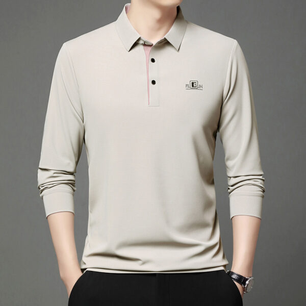 Long Sleeve T-shirt Lapel Polo Shirt Young And Middle-aged Men's Simple Thin Casual Bottoming Shirt T-shirt