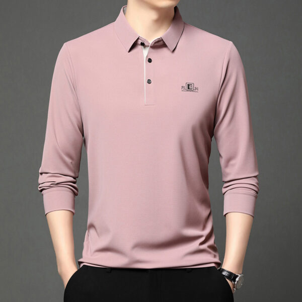 Long Sleeve T-shirt Lapel Polo Shirt Young And Middle-aged Men's Simple Thin Casual Bottoming Shirt T-shirt