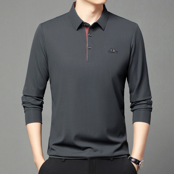 Long Sleeve T-shirt Lapel Polo Shirt Young And Middle-aged Men's Simple Thin Casual Bottoming Shirt T-shirt