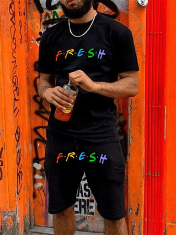 Basketball Printed T-shirt Shorts Men's New Loose Casual T-shirt Set