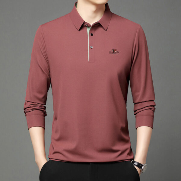 Long Sleeve T-shirt Lapel Polo Shirt Young And Middle-aged Men's Simple Thin Casual Bottoming Shirt T-shirt