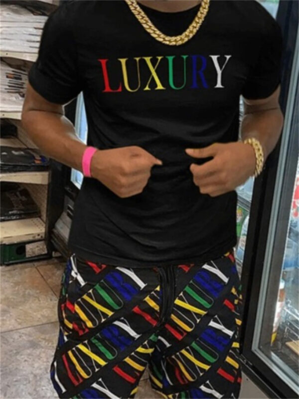 Basketball Printed T-shirt Shorts Men's New Loose Casual T-shirt Set