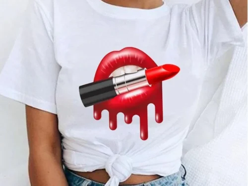 Red Mouth Lip Kiss T Shirt