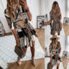 Fashion Printed Shirt Skirt Dress Women