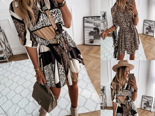 Fashion Printed Shirt Skirt Dress Women
