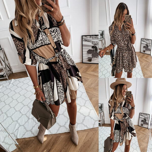Fashion Printed Shirt Skirt Dress Women