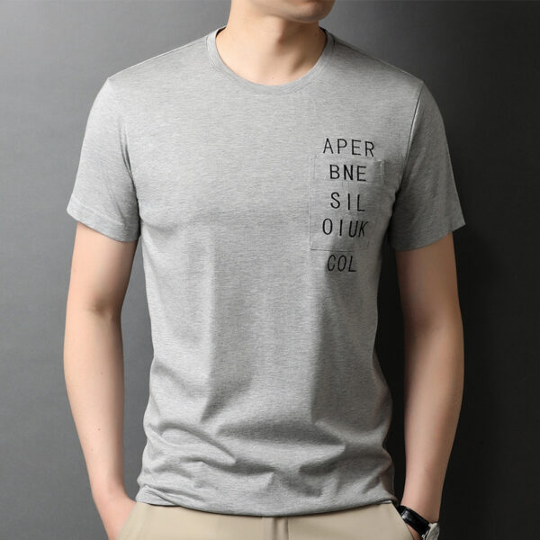 Summer New Men's Mulberry Silk Short-sleeved T-shirt Fashion Korean Version Youth Casual Printing Thin Ice Silk T-shirt