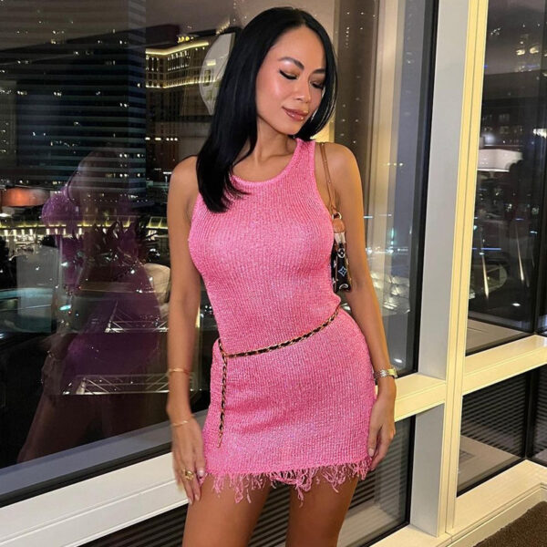Women's Clothing New Fashion Round Neck Sleeveless Hip Dress