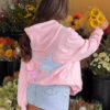 Polyester Patch Embroidered Star Hoodie Sweatshirt