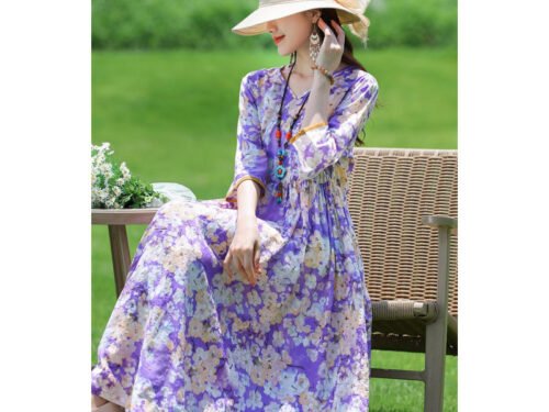 Linen Floral Collar Loose