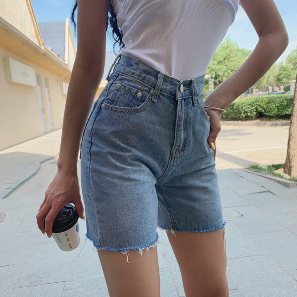 High-Waisted Five-Point Jeans For Women Summer Thin New Loose Wide-Leg Slim Straight Hot Girl Shorts Hot Pants