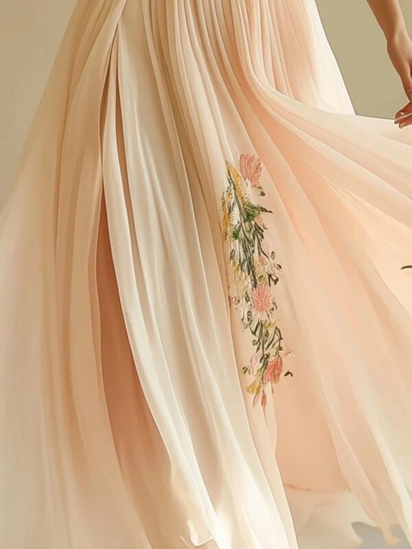 Polyester Short-Sleeved Digital Printing Positioning Dress Long Skirt