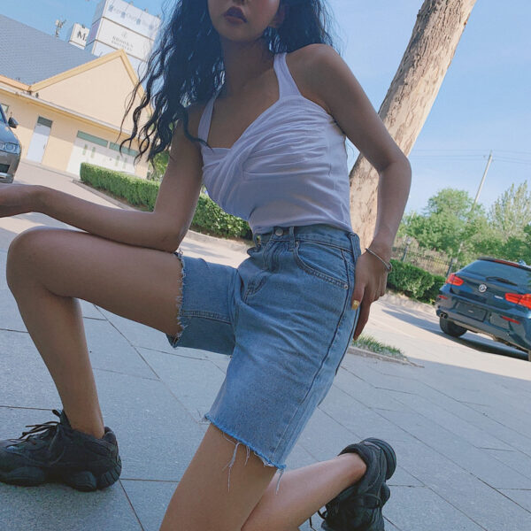 High-Waisted Five-Point Jeans For Women Summer Thin New Loose Wide-Leg Slim Straight Hot Girl Shorts Hot Pants