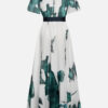 Polyester Digital Printing Thin Rope Short-Sleeved Dress Long Skirt