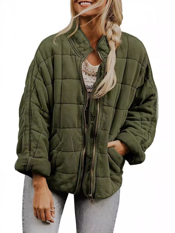 Silk-like fabric Cotton-padded Jacket 2026 European And American Women's Loose Long Sleeve Pocket Jacket
