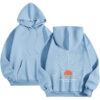Polyester Printed Hoode Women's Fleece Sweatshirt With Sunset Print, Kangaroo Pocket, Drawstring
