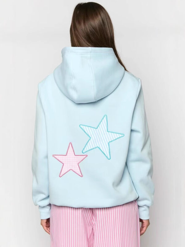Polyester Patch Embroidered Star Hoodie Sweatshirt