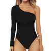 Women's Clothing One-Shoulder Long-Sleeved Tight Jumpsuit For Women