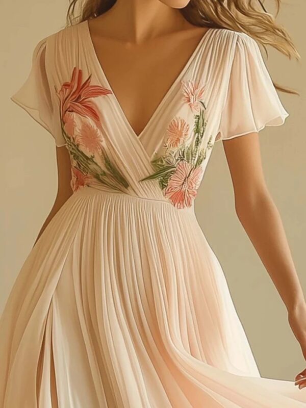 Polyester Short-Sleeved Digital Printing Positioning Dress Long Skirt
