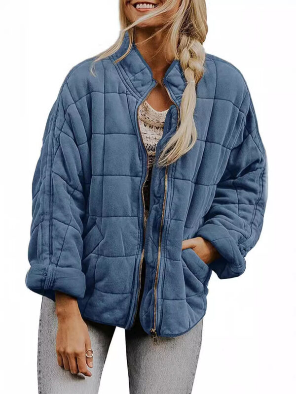 Silk-like fabric Cotton-padded Jacket 2026 European And American Women's Loose Long Sleeve Pocket Jacket