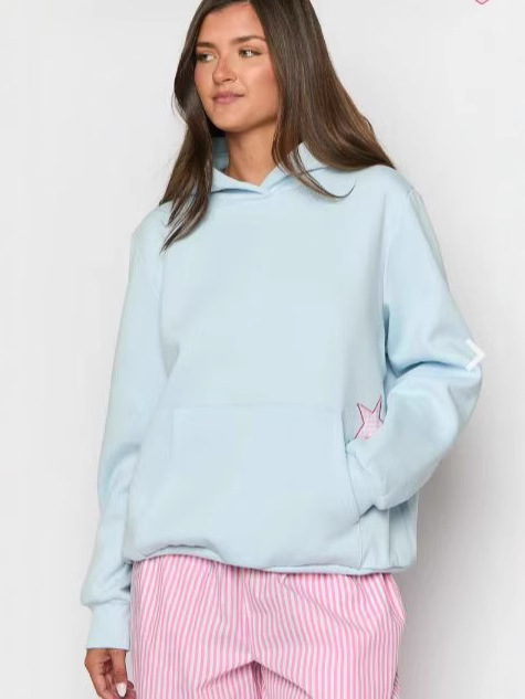 Polyester Patch Embroidered Star Hoodie Sweatshirt