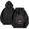 Polyester Printed Hoode Women's Fleece Sweatshirt With Sunset Print, Kangaroo Pocket, Drawstring