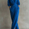 Polyester Long Sleeve Slit Dress