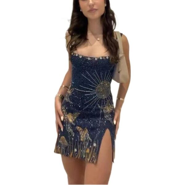 Suspender Type 3D Embroidered Urban Casual Sun Style Suspender Dress
