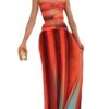 Gradient Color Casual Dress Vacation Travel Fashion Long Skirt Hollow Out Backless Mid Waist Polyester Spring Summer