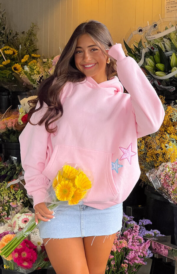 Polyester Patch Embroidered Star Hoodie Sweatshirt