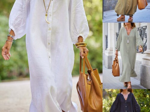 Cotton And Linen Long Dress