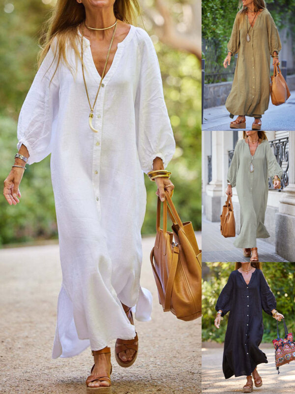 Cotton And Linen Long Dress