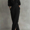 Polyester Long Sleeve Slit Dress