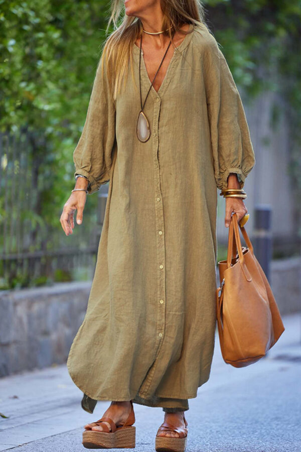 Cotton And Linen Long Dress