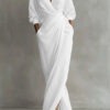 Polyester Long Sleeve Slit Dress