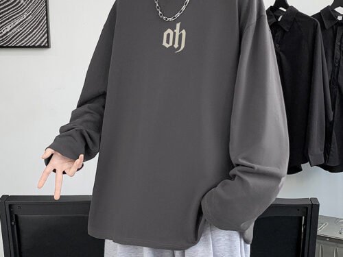 Autumn Men's Long-sleeved T-shirt Trend Loose Plus-size Couple Wear Bottoming Shirt On The Clothes Inside The T-shirt Autumn And Winter Clothes