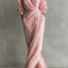 Polyester Long Sleeve Slit Dress