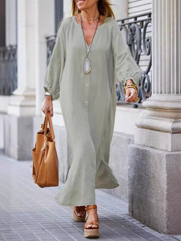 Cotton And Linen Long Dress