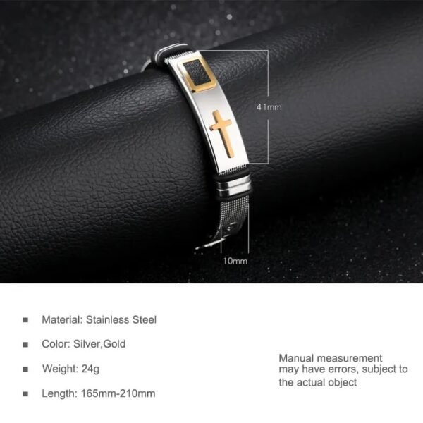 Men's Adjustable 3D Cross Stainless Steel Bracelet