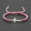 Adjustable Red Rope Bracelet with Stainless Steel Cross