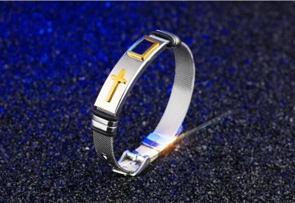 Men's Adjustable 3D Cross Stainless Steel Bracelet
