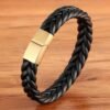 Fashionable Unisex Leather Bracelet with Stainless Steel